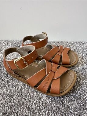 Salt-Water Style Kids Brown Leather Buckle Sandals